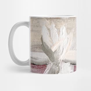 Abstract Oil Painting Waterlily Beige White Mug